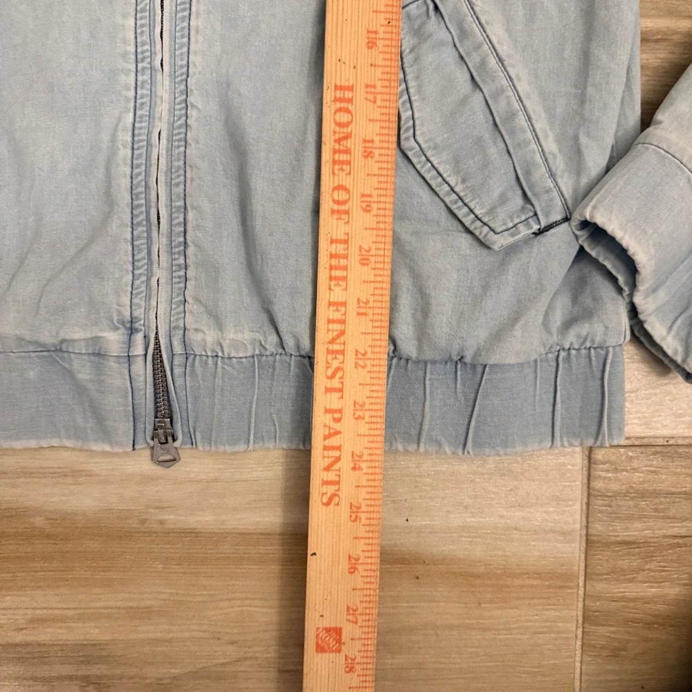 Earnest Sewn x Avec Les Filles Light Wash Denim Bomber Jacket Mens Medium Blue